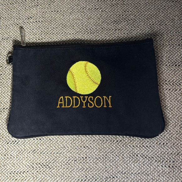 Thirty One Gifts Mini Zipper Pouch with Softball Embroidery - "Addyson" - Picture 1 of 6
